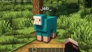 A sheep named "jeb_" turns into a rainbow sheep (Image via Mojang)